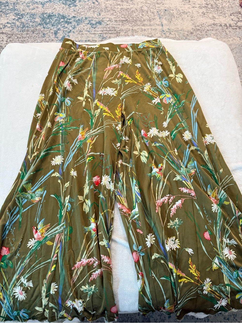 Maeve Anthropologie Shiloh Wide Leg Floral Knit Pants Medium Petite D73